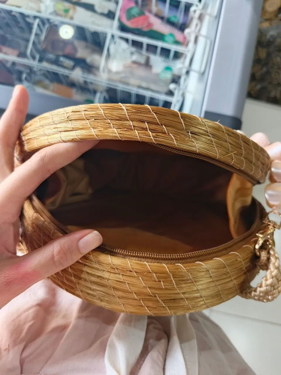 Bolsa de capim dourado com pérolas  - Foto 4