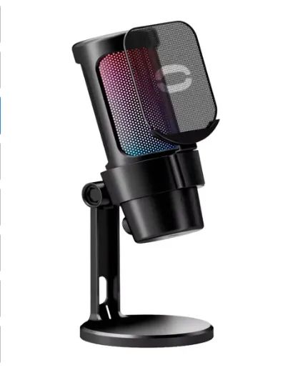Microfone Gamer de Mesa Luz LED RGB Interna - Foto 5
