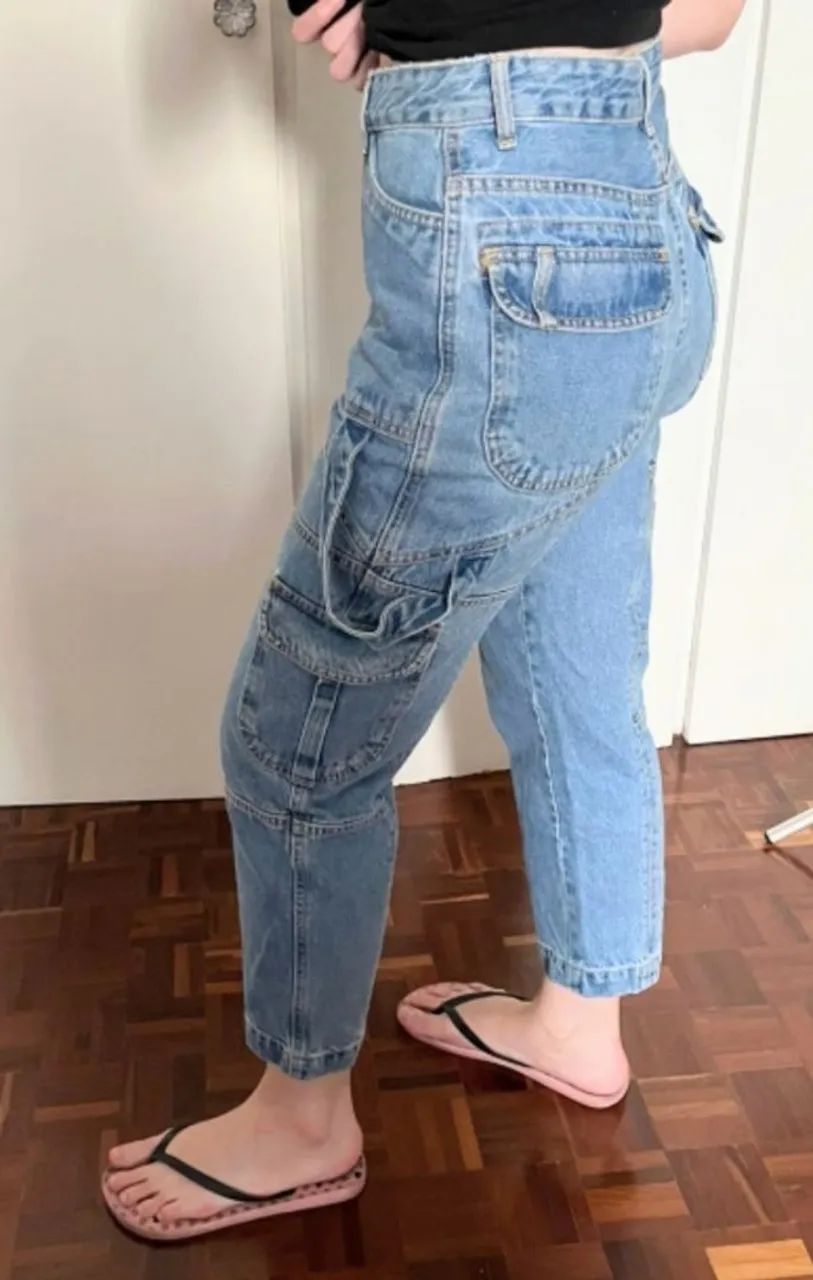 Calça jeans feminina cargo - framed  - Foto 5
