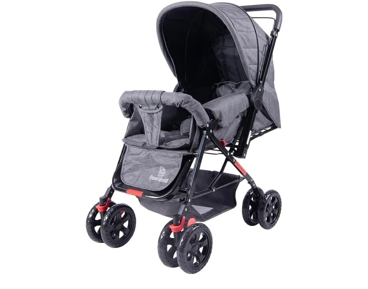 Carrinho de bebê passeio tipo berço multifuncional (preto) mescla Bambinelli