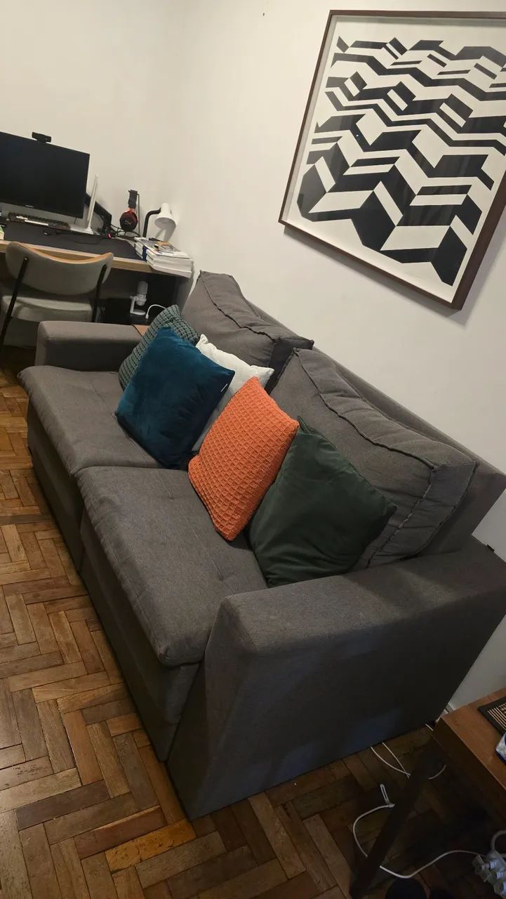 Sofá Retrátil Cinza - 180cm - Foto 2