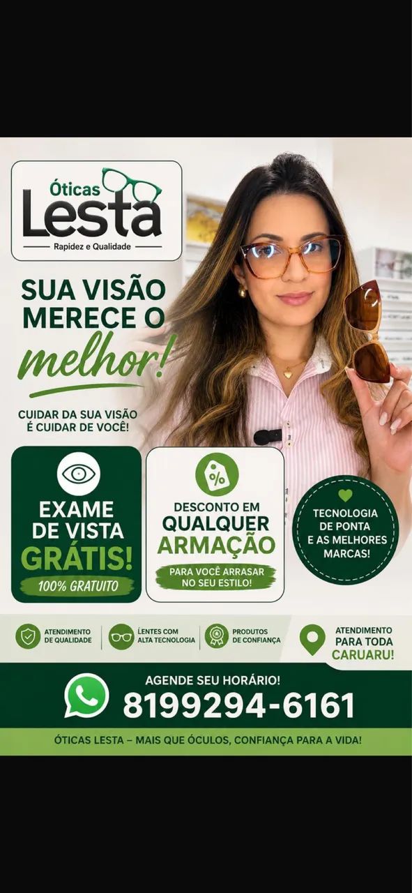Exame de vista grátis para toda Caruaru 