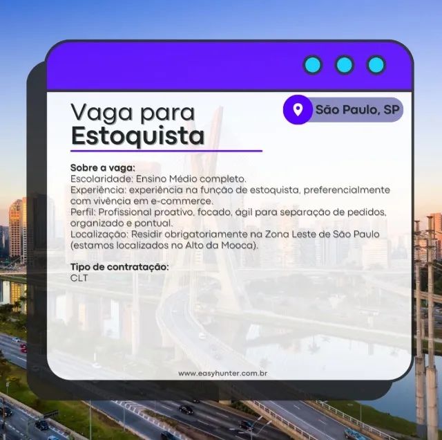 VAGA DE EMPREGO - ESTOQUISTA