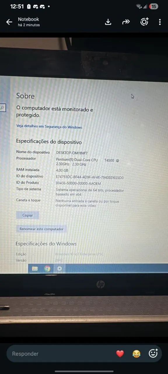 NOTEBOOK HP EM PERFEITO ESTADO CONSERVADO DDR3 - Foto 2