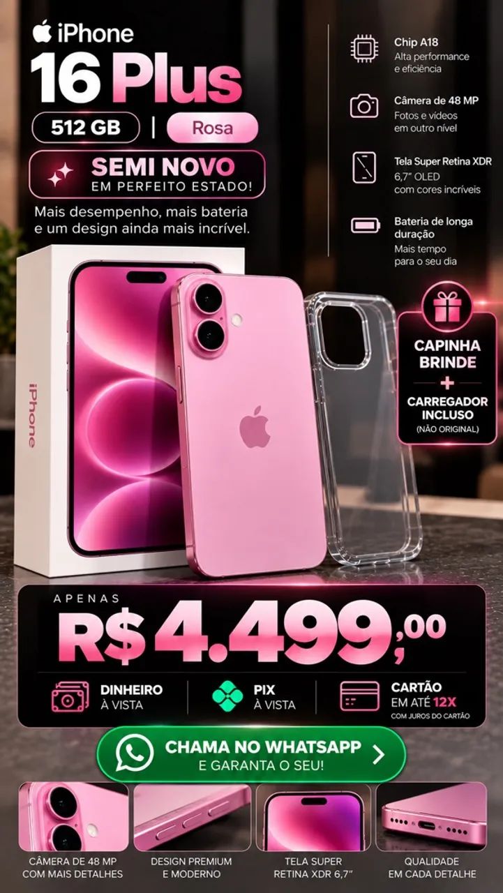 iphone 16 plus de 512gb - semi novo  - Foto 2