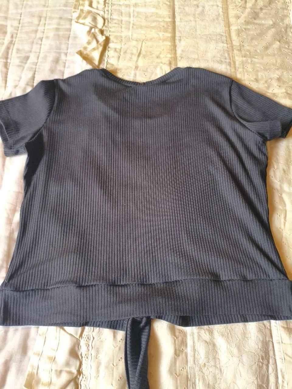 Blusa feminina preta canelada M/G - Foto 5