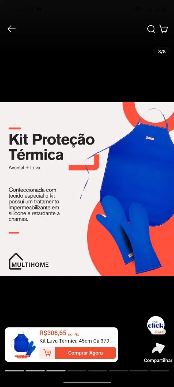 Avental e mão térmica 