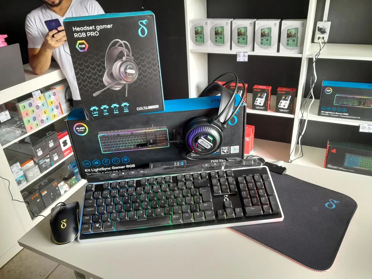 Kit gamer teclado mouse mousepad e headset gamer 