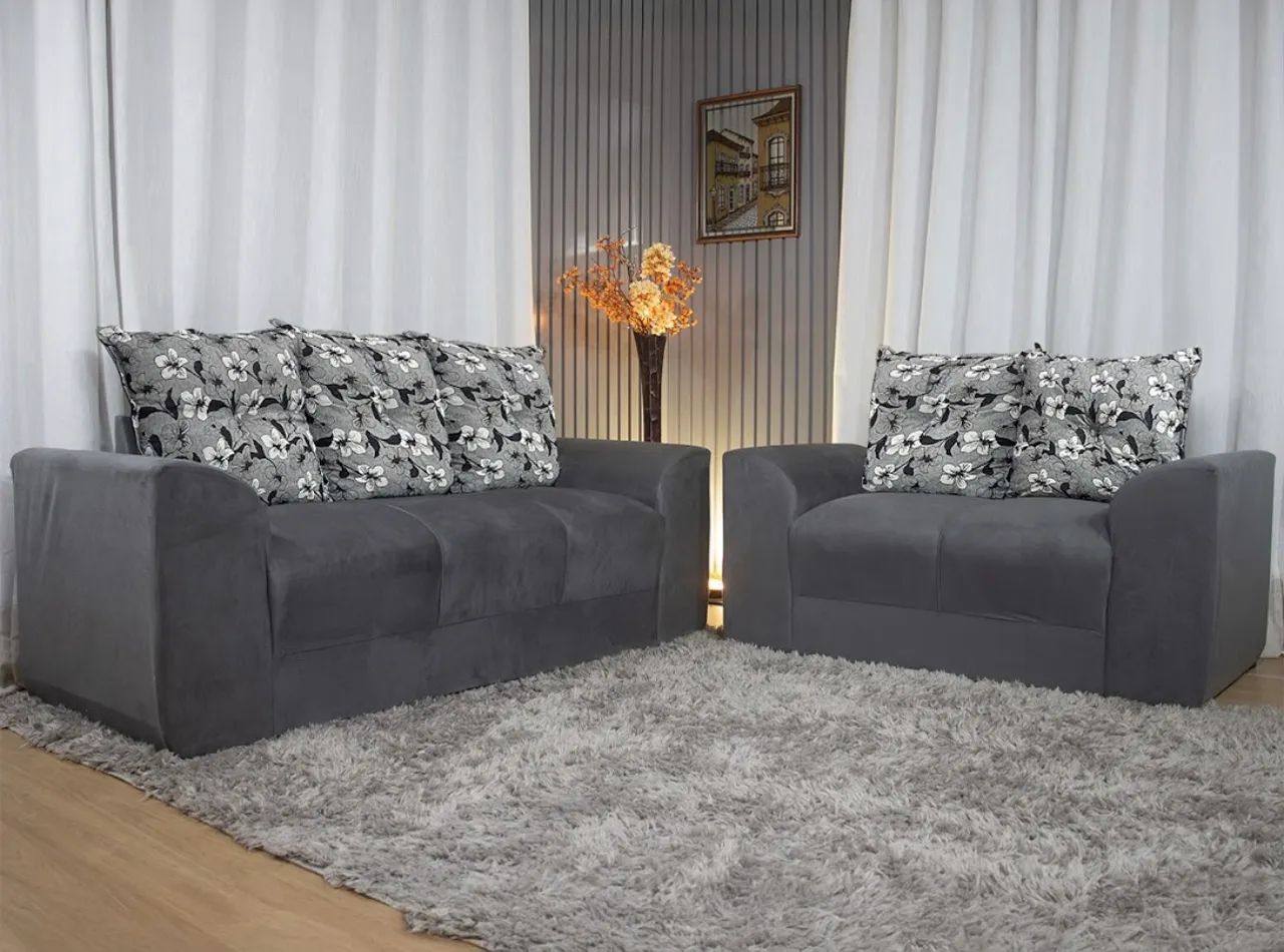 Conjunto Sofá 2 e 3 Lugares Suede65746291108611120