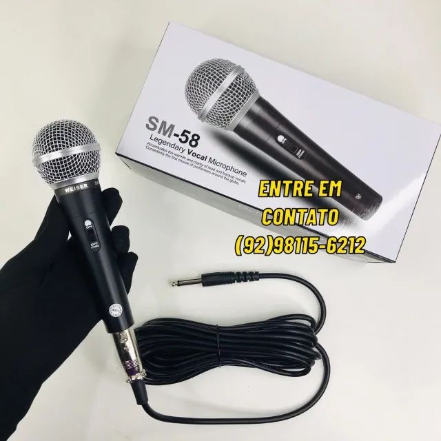Microfone Profissional SM-58 com Fio - Entrega das 9 até 22hrs