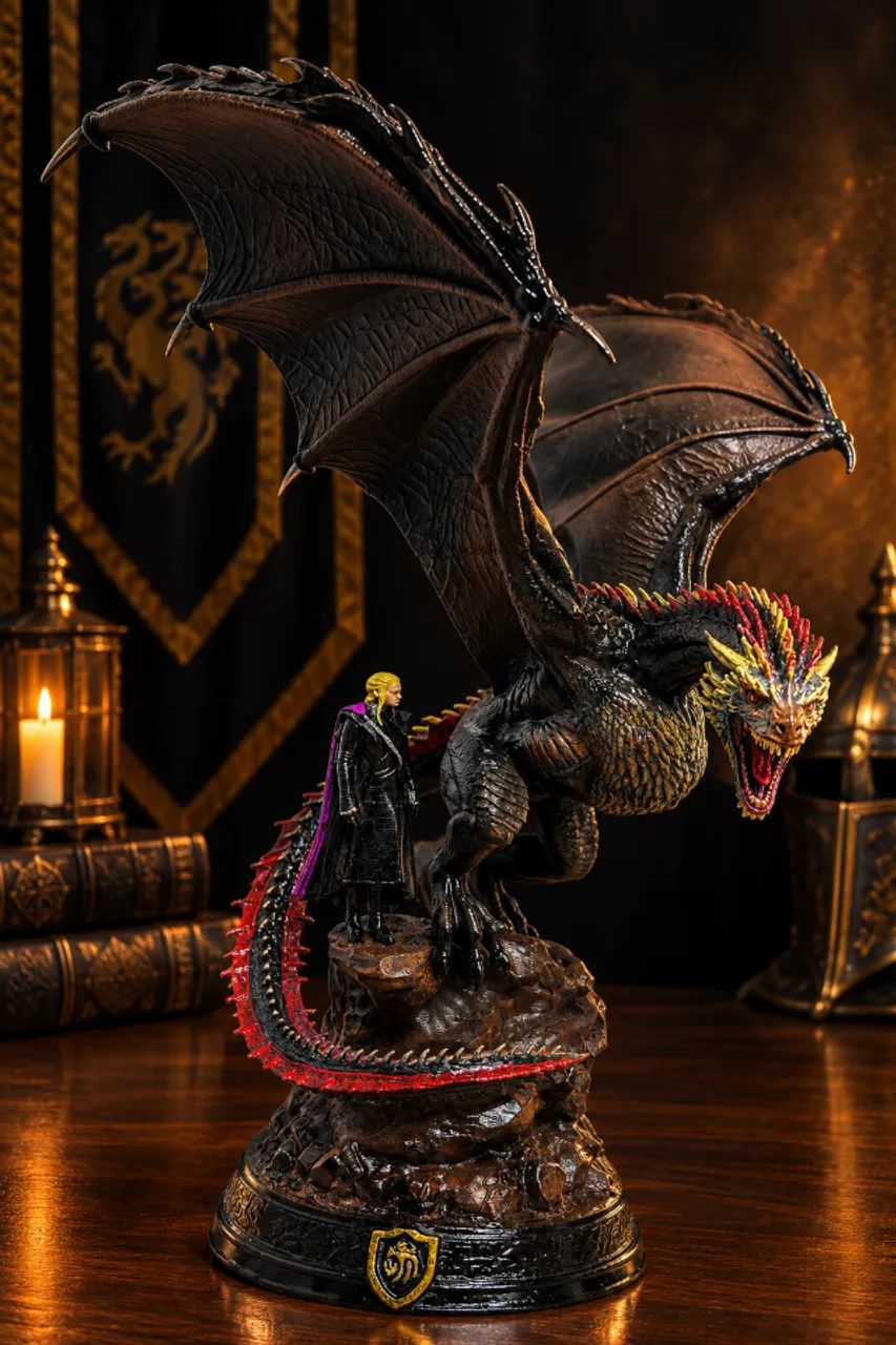 Estátua Daenerys Targaryen e Drogon Resina 3D Colecionável - Foto 3