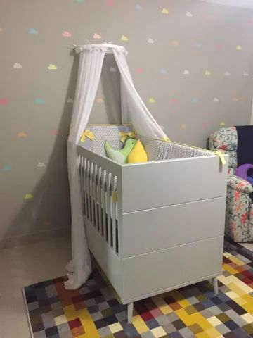 Jogo De Quarto Infantil Doce Magia Com Berço Cama 280 Branco