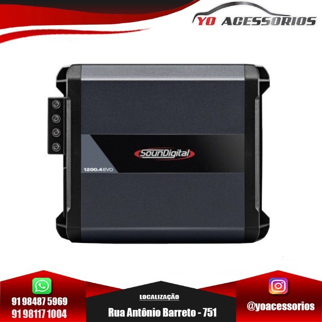Modulo Amplificador 1 Canal 1200 Evo 4.0 Rms 2 Ohm Soundigital