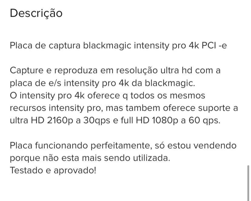 Placa Captura BlackMagic Intensity Pro 4K - Foto 3