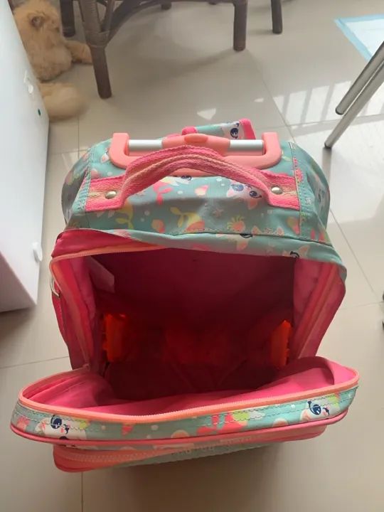 Mochila Escolar com Rodinha Gata Sereia Puket - Foto 2