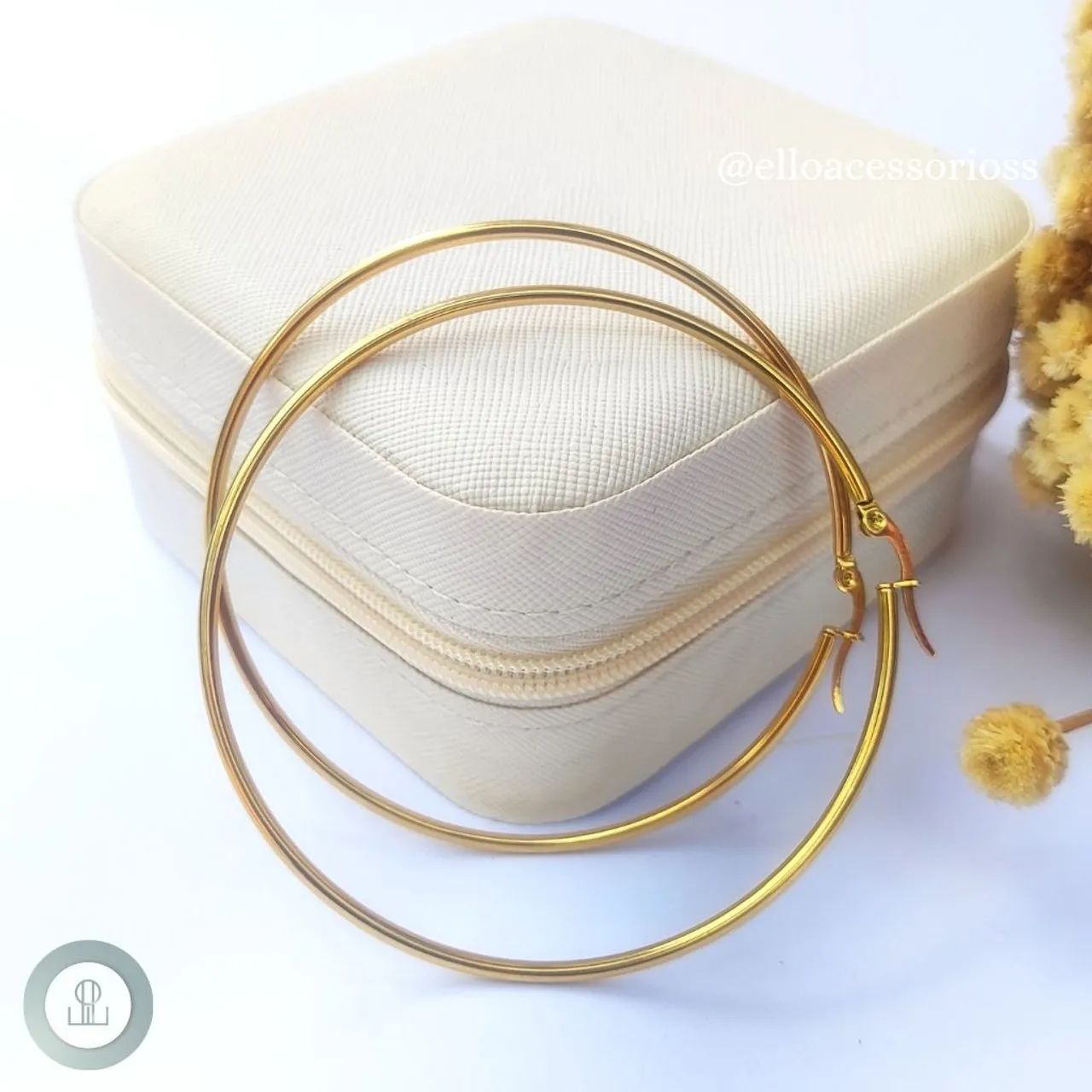 Brinco argola grande banhado a ouro 