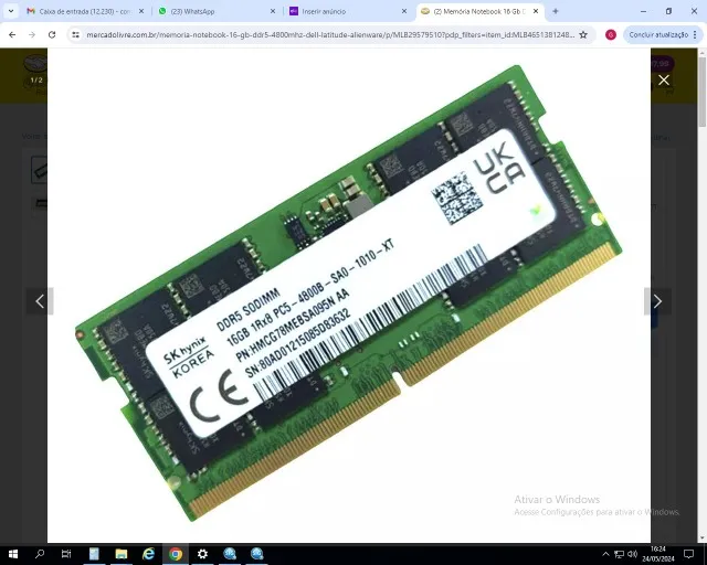 Memória ram Notebook 8Gb Ddr5 4800mhz