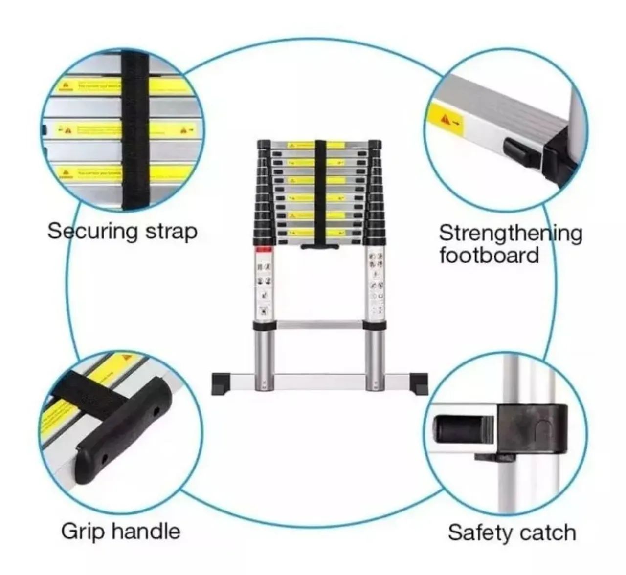 Escada Telescópica 13 Degraus 5m Original De Alumínio - Foto 5