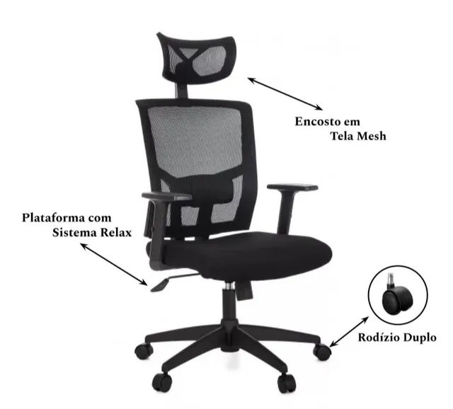 Cadeira tela nova ergonômica / Escritório - Foto 2
