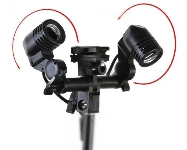 Suporte Duplo E27 p/ Lâmpadas E Sombrinha Luz Contínua Ou Flash YL104 - Foto 4