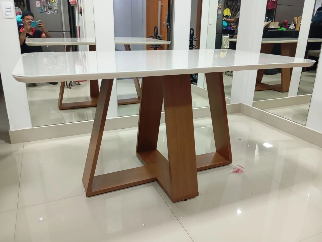 Mesa de jantar Xangai 6 lugares cadeiras em madeira - Foto 2