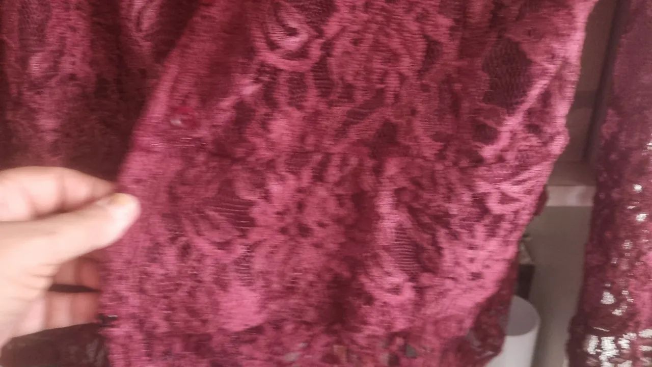 Blazer de renda vinho feminino - Foto 2