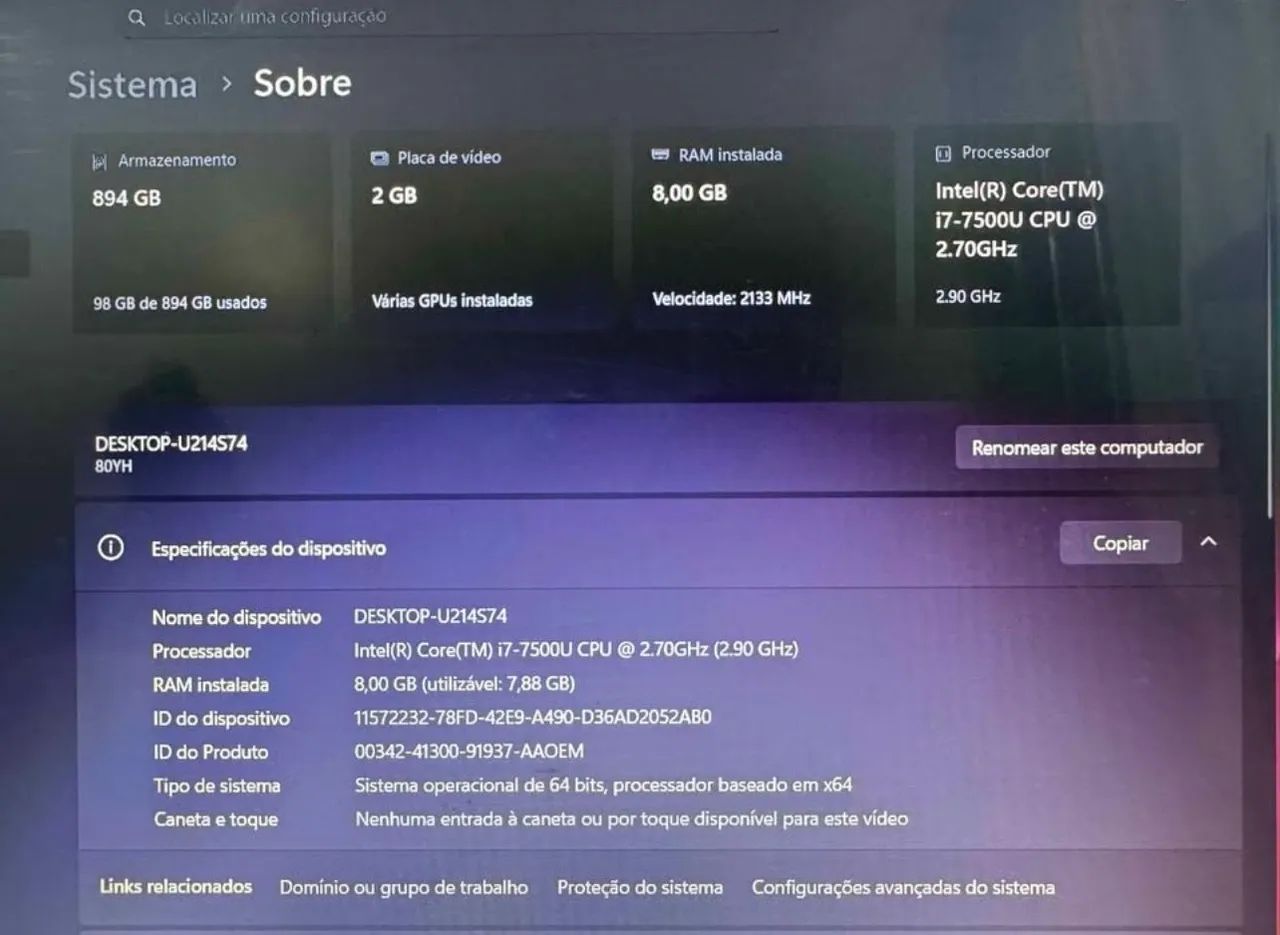 Notebook i7 8GB DDR4 SSD 1TB e placa de video - Foto 2