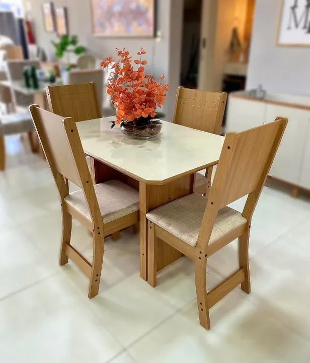 Mesa de Jantar Evora com 4 Cadeiras- produto Novo Entrega Rápida