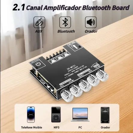 Receiver(central home theater), com controle de grave e treble, Estéreo, Bluetooth e Aux