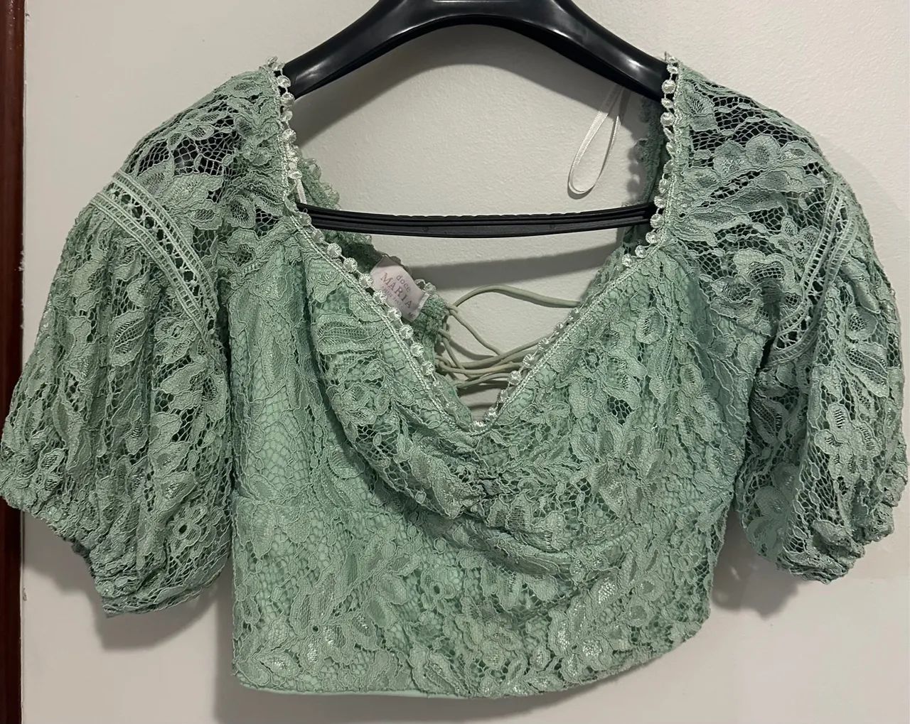 Vestido renda verde água tamanho 40 - Foto 5