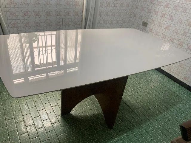 Conjunto Sala de Jantar Mesa Tampo de Vidro 6 Cadeiras Maron/Rustic Rafana  - Foto 5