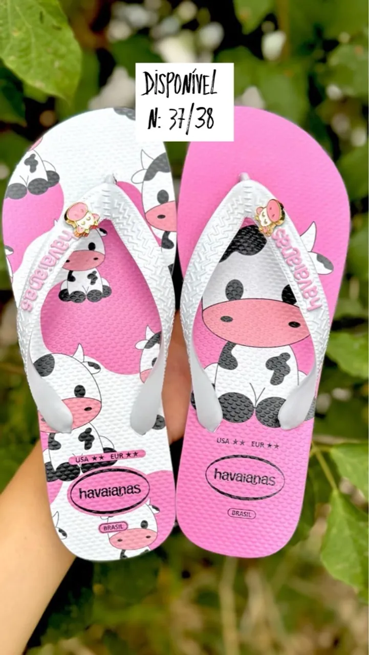 Chinelo Havaianas Estampado Vaca - Tamanho 37/38