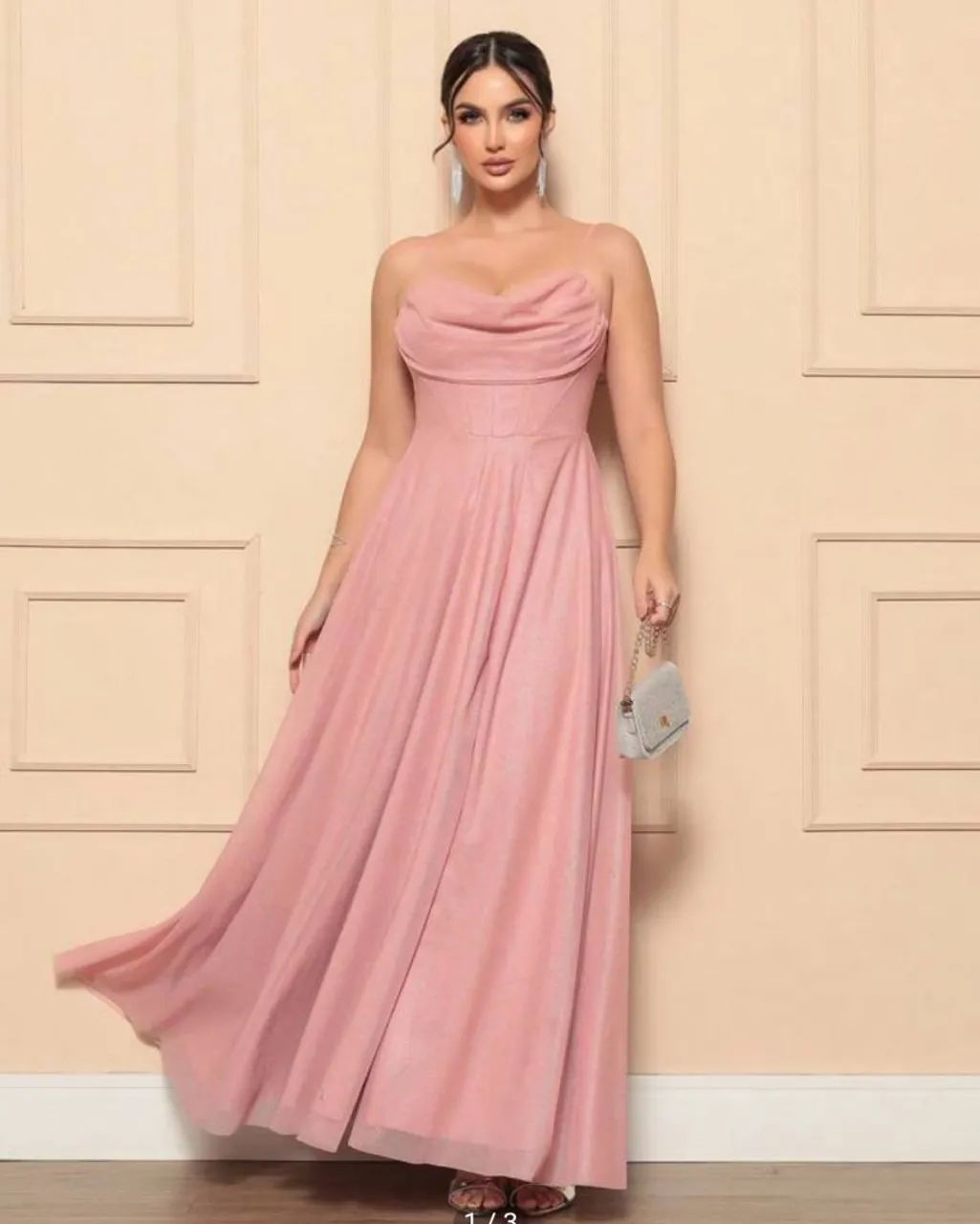 Vestido longo rosa de festa - Foto 3