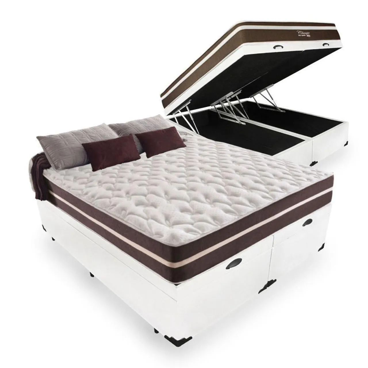 Colchão D33 molas ensacadas+ Box Baú Queen Size