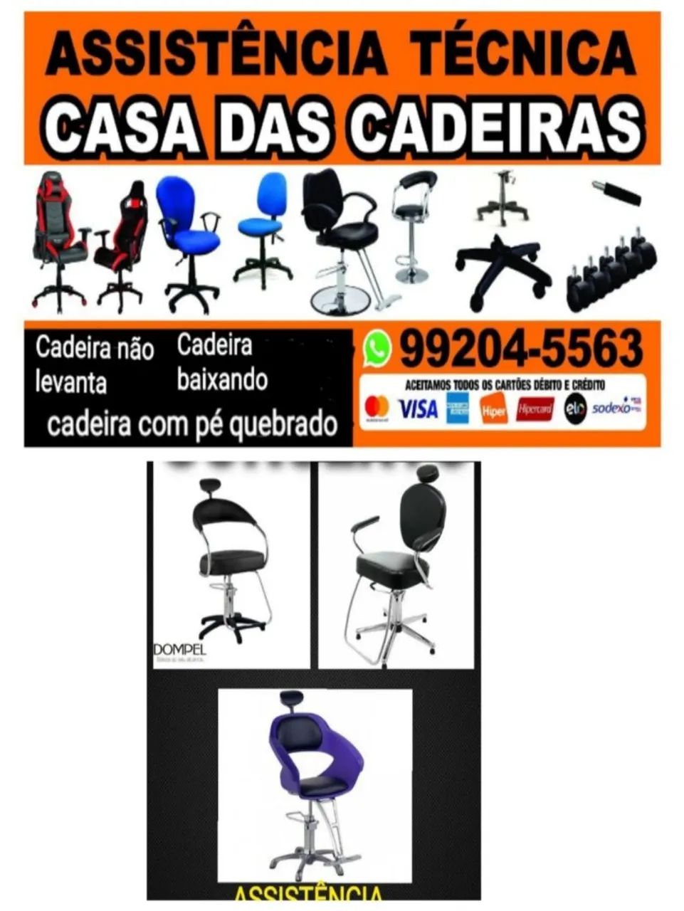 Consertos em Cadeiras Games Escritório Barbearias 