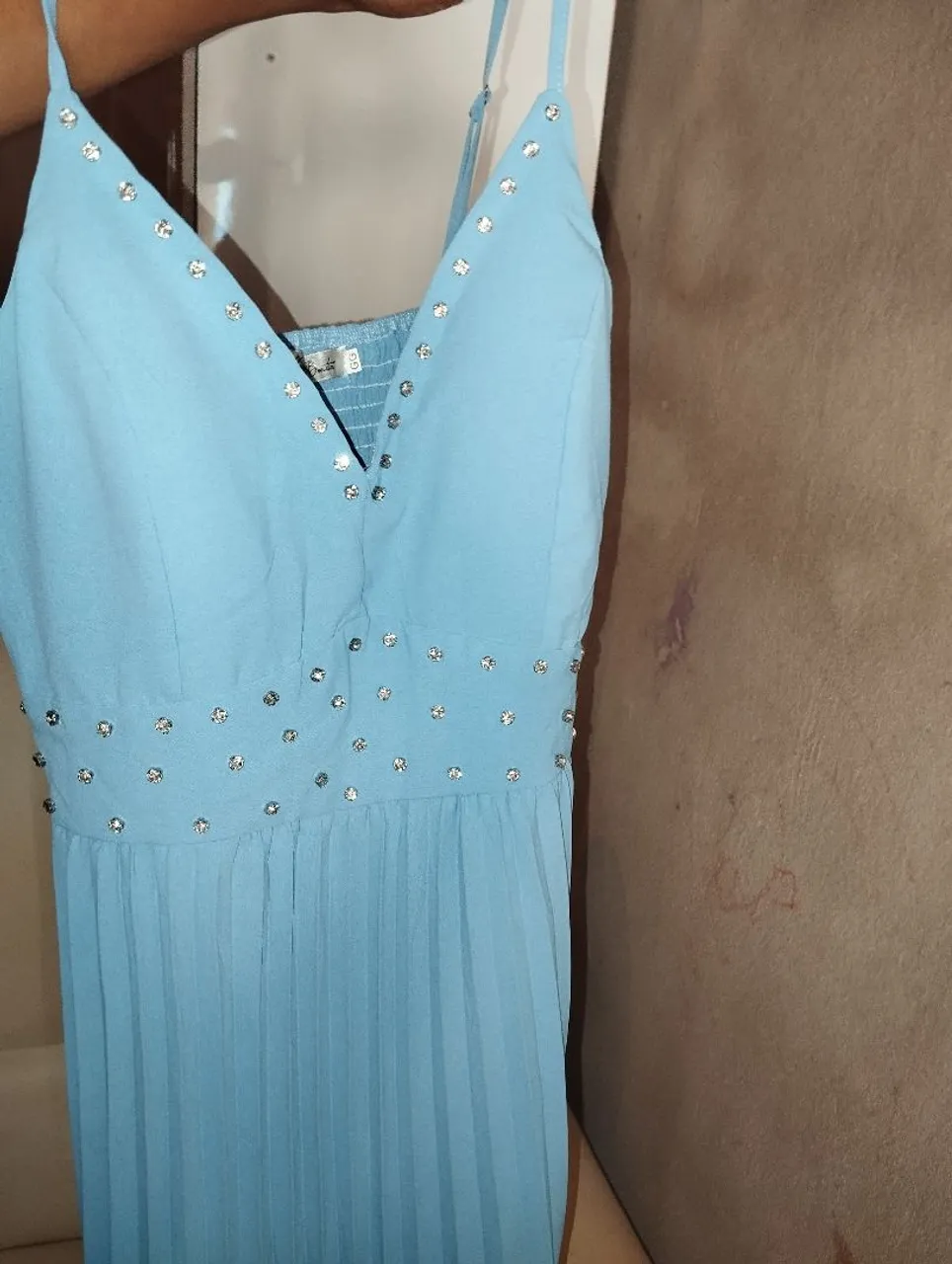 Vestido azul com detalhes tamanho GG mas veste m