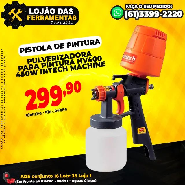 Pistola Pulverizadora Para Pintura HV400 450W Intech Machine