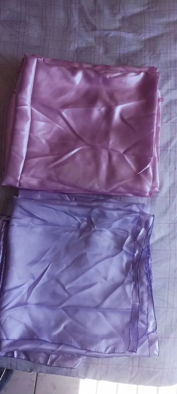 Toalhas de Mesa Cetim - 05 Cor Rosa + 05 Cor Lilás 1,50x1,50