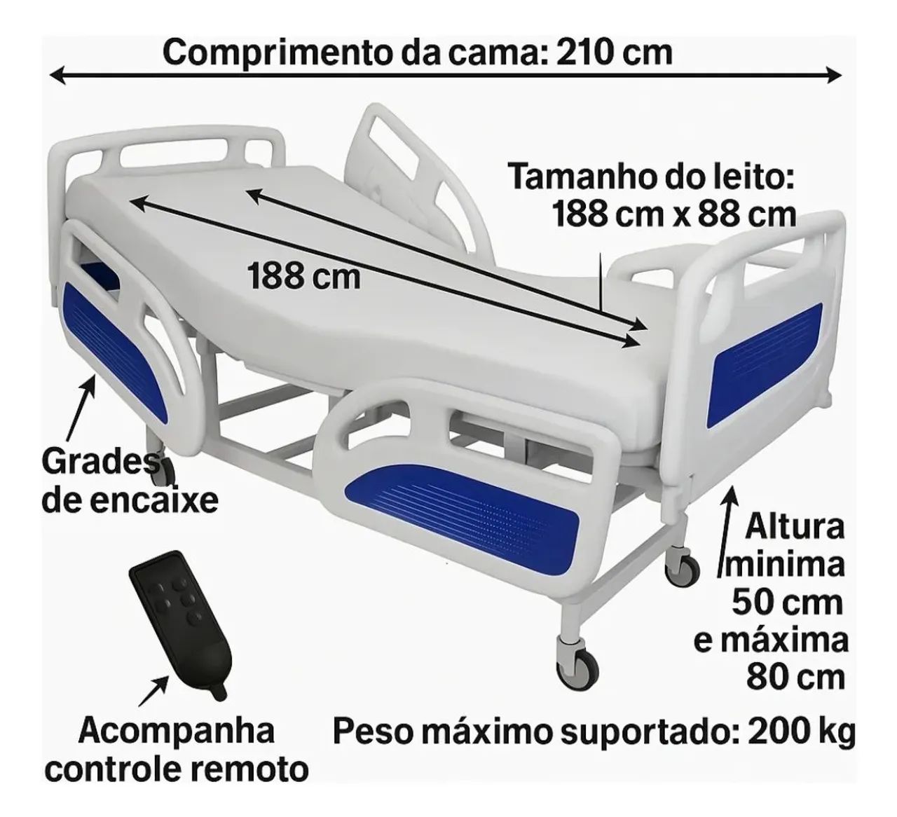 Cama hospitalar elétrica Aluguel - Foto 3