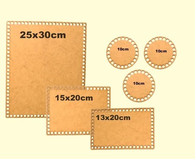 Base em MDF para crochê retangular , kit com 6 peças