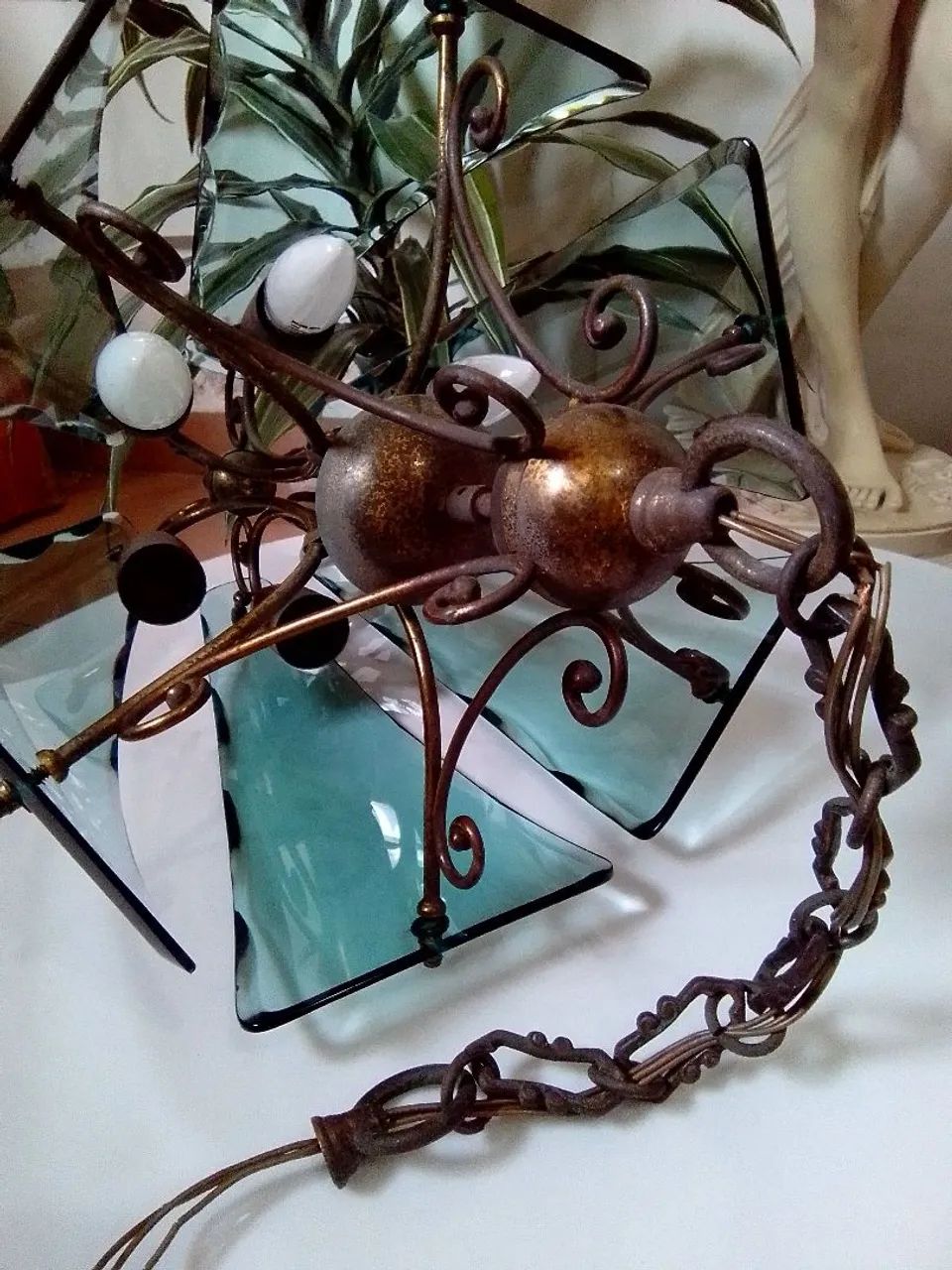Lustre vintage em vidro verde - Foto 6