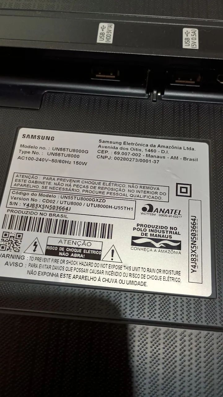 TV Samsung 55? UN55TU8000 - Tela quebrada - Para peças