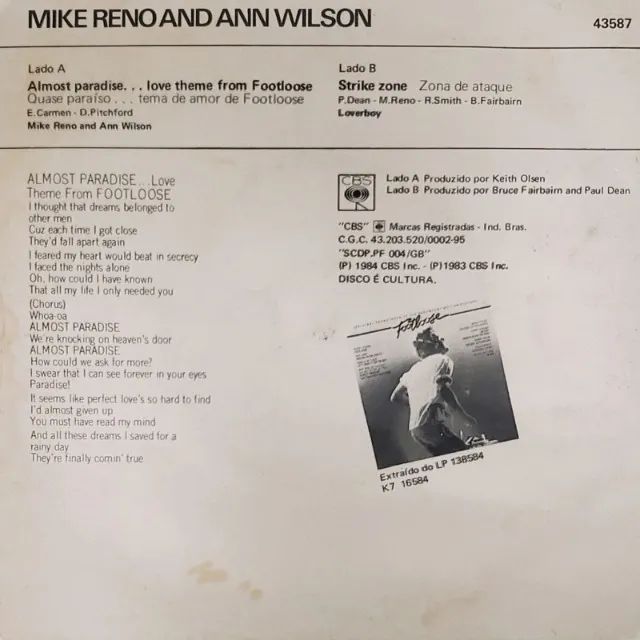 Mike Reno & Ann Wilson (compacto 7'') - Foto 2