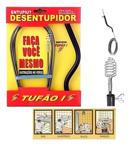 Desentupidor Tufão Manual 5 Metros Para Ralos Pias Tanques Lavatórios Overtime