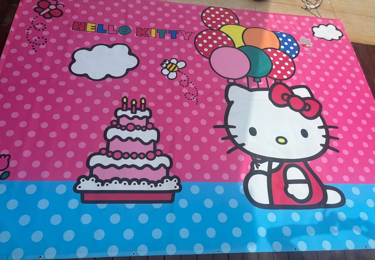 Painel de aniversário Hello Kitty 3,00m X 2,20m - Foto 2