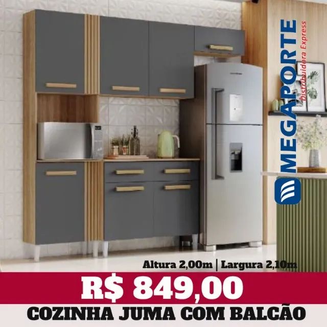 Armário de Cozinha Completo com Balcão 2 Portas 2 Gavetas (Novo) Entrega Grátis!  - Foto 2