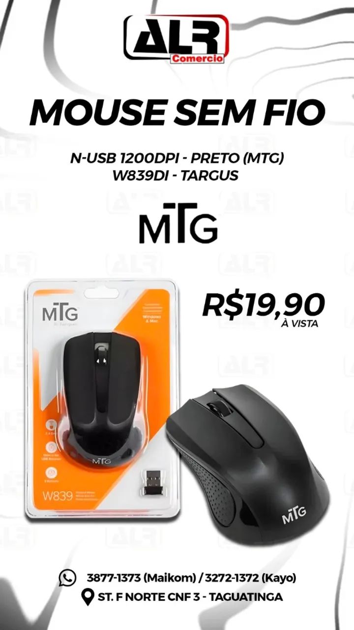 MOUSE SEM FIO (MTG) TARGUS W839DI PRETO
