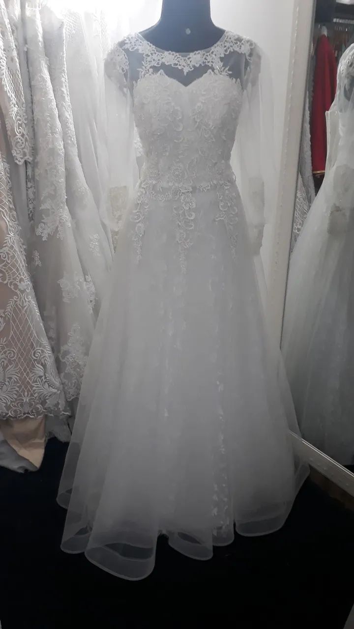 Vestido de Noiva Elegante com Manga Longa - Foto 5