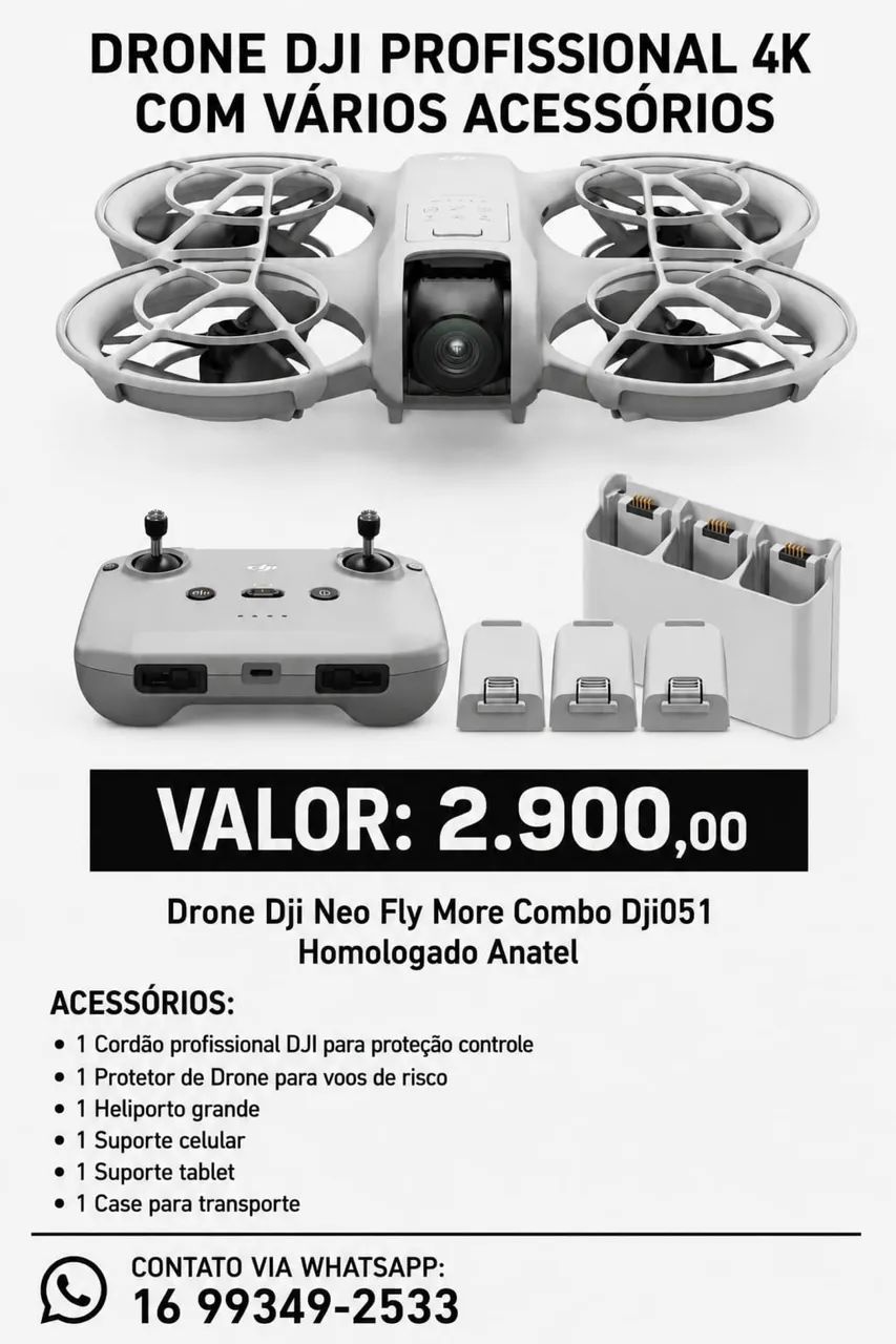 DRONE DJI NEO FLY COM ACESSÓRIOS 