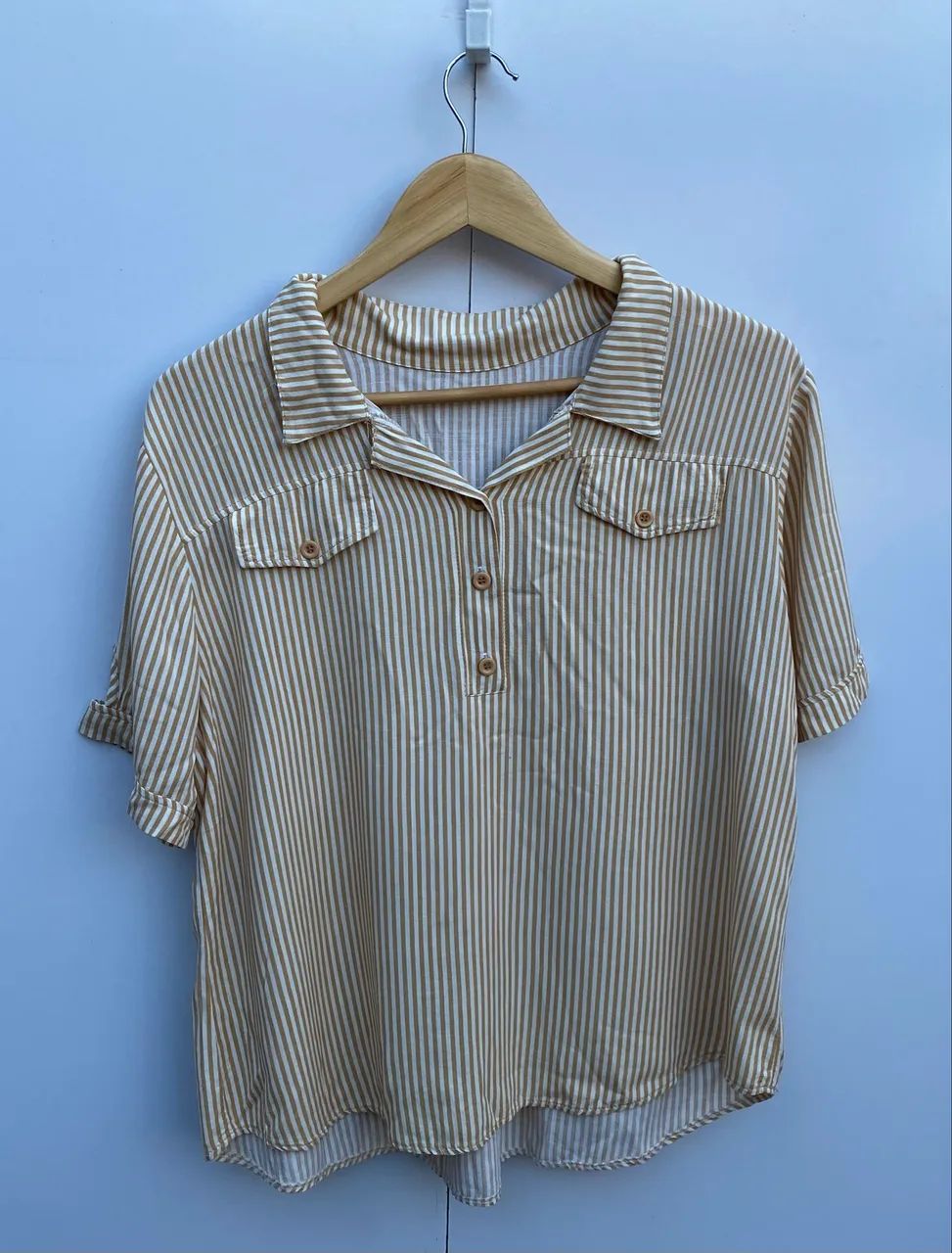 Camisa Listrada Manga Curta - M